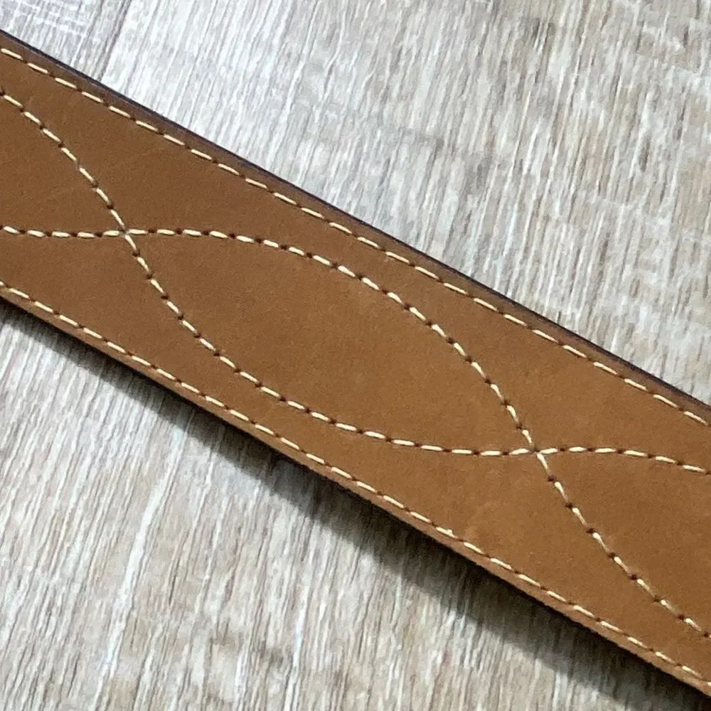 Bay Apache Brown Tan Leather Stitched Western Belt Mens Size 46 Rodeo Boho Retro